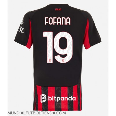 Camiseta AC Milan Youssouf Fofana #19 Primera Equipación Replica 2025-26 para mujer mangas cortas Camiseta AC Milan Youssouf Fofana #19 Primera Equipación Replica 2025-26 para mujer mangas cortas